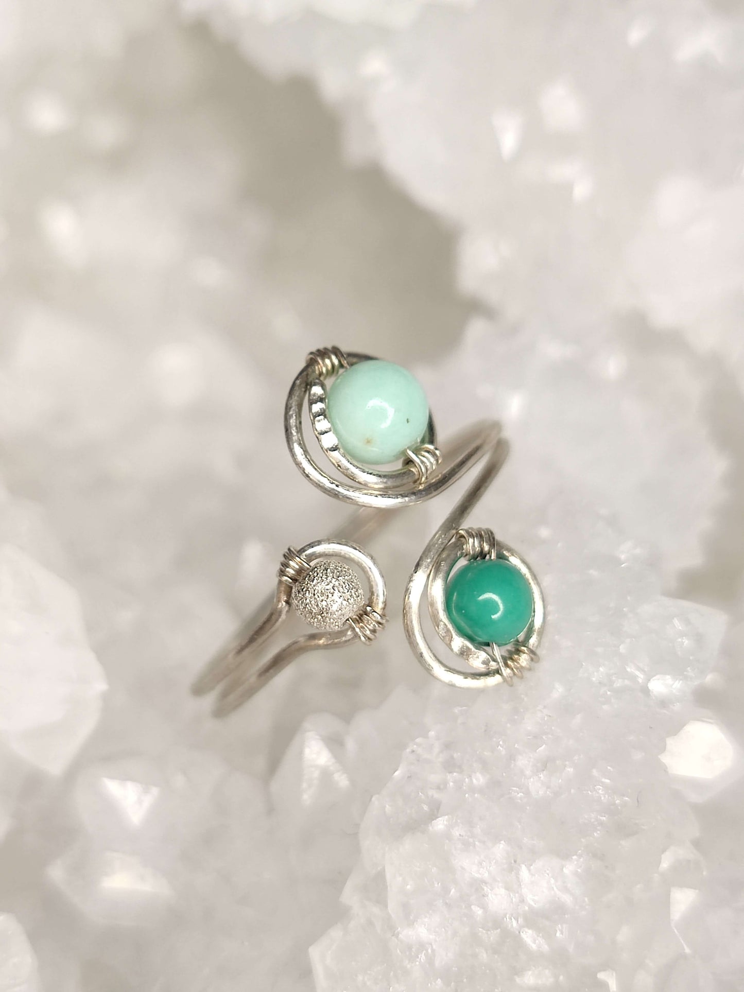 Offener Ring Silber/ Chrysopras/ Malachit