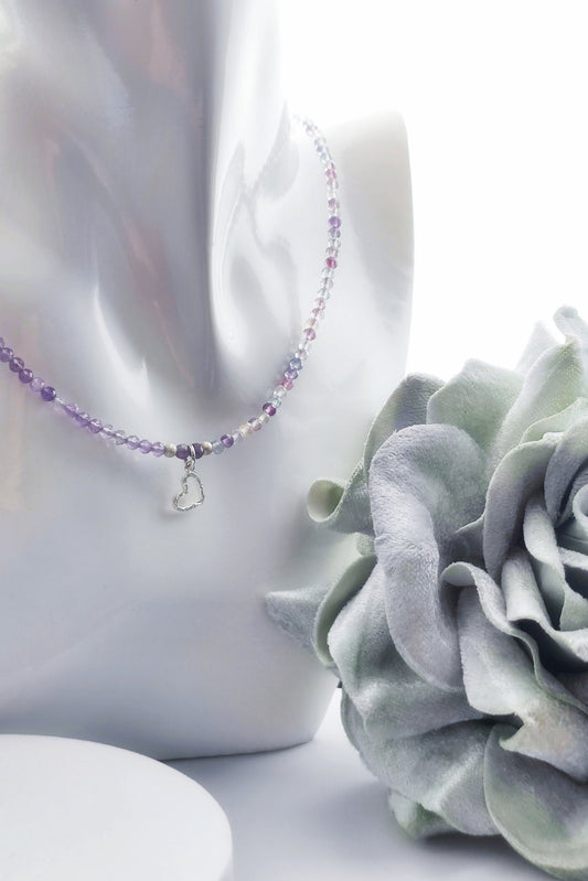 Kette Amethyst/ Fluorit/ Sterlingsilber