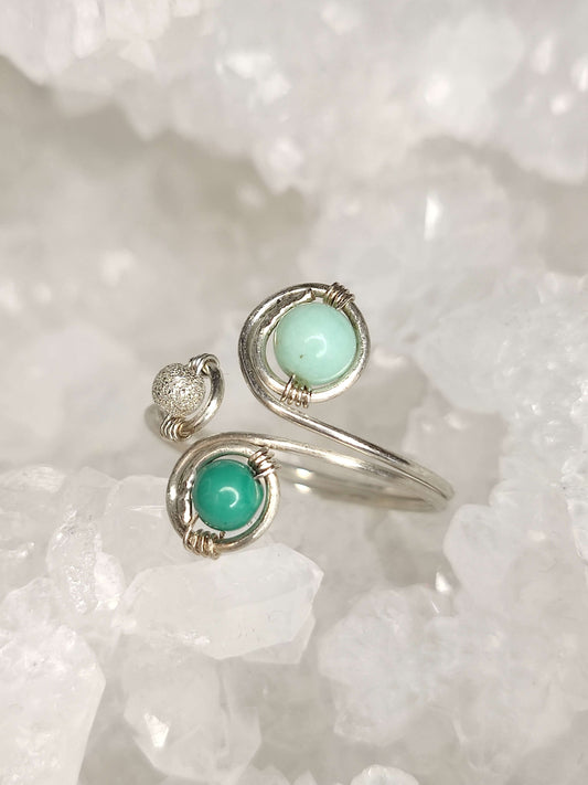 Offener Ring Silber/ Chrysopras/ Malachit