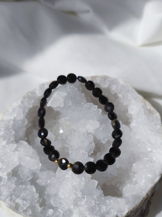 Elastisches Armband Gold-Obsidian