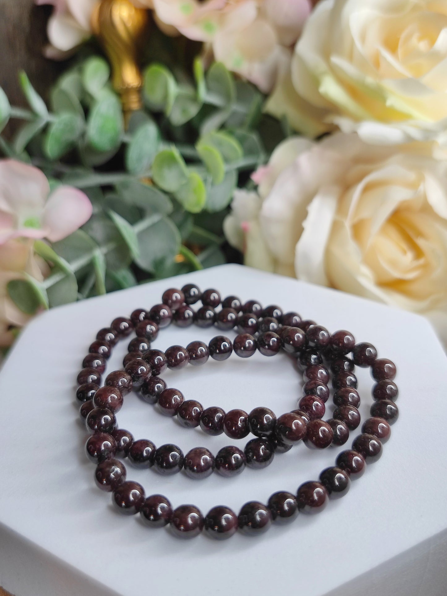 Granat Armband, 6mm