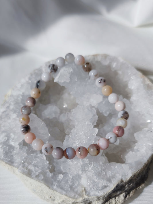 Elastisches Armband Pink Opal, 6mm