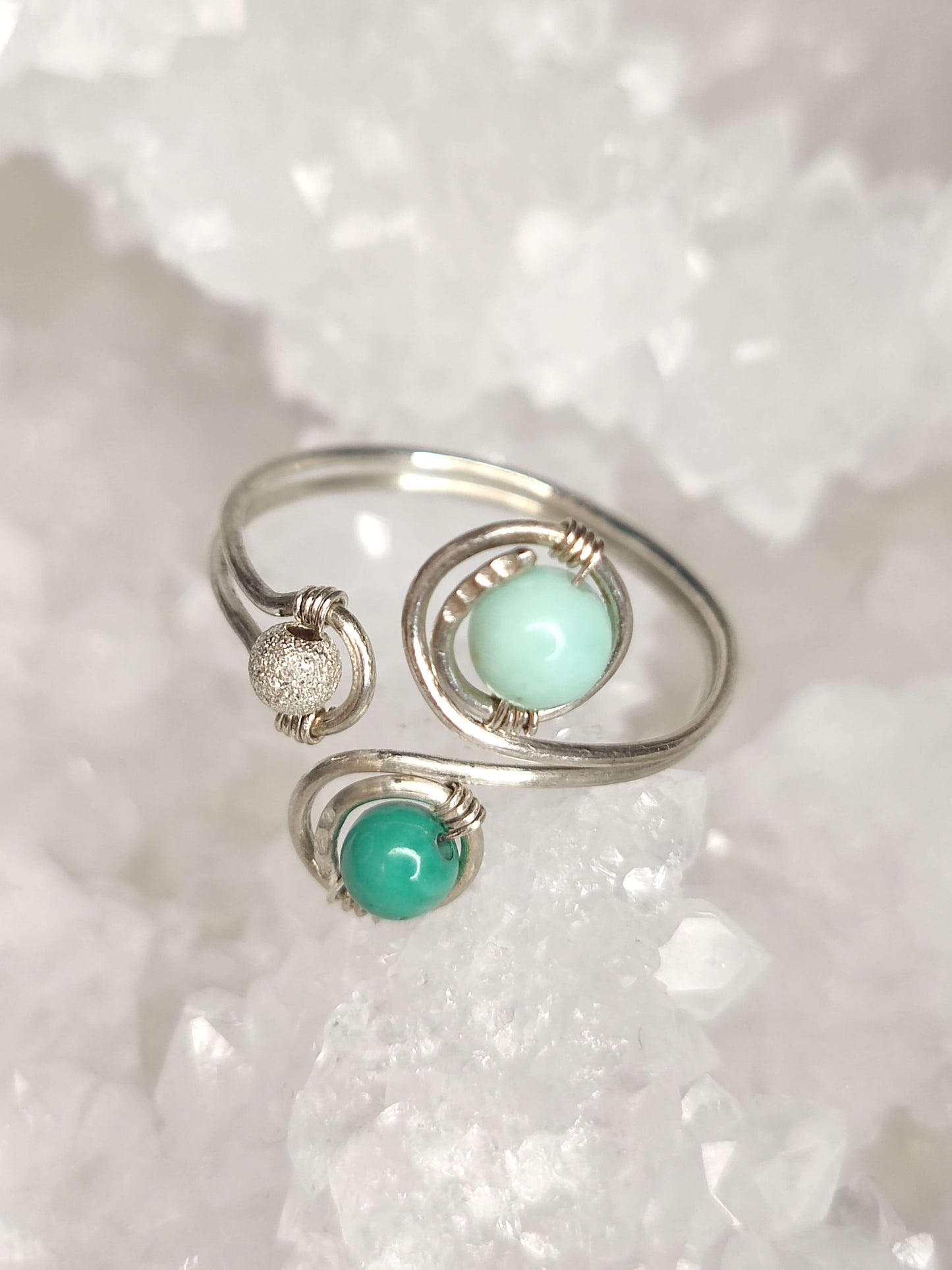 Offener Ring Silber/ Chrysopras/ Malachit