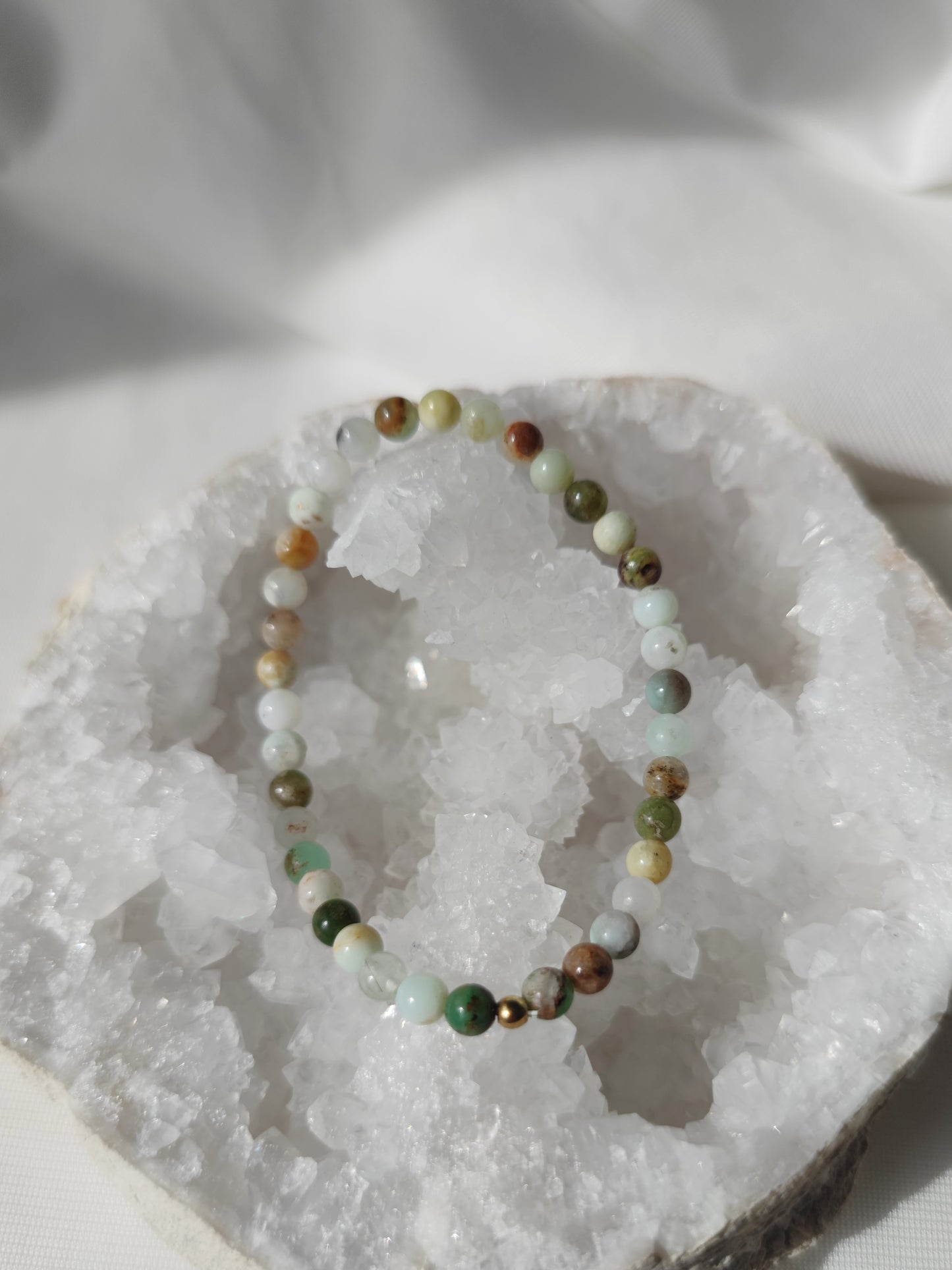 Elastisches Armband Chrysopras, 4mm