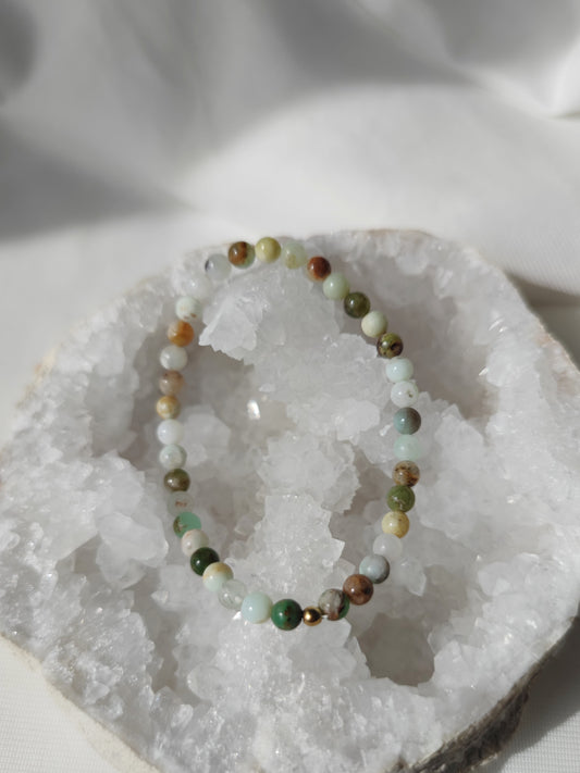 Elastisches Armband Chrysopras, 4mm